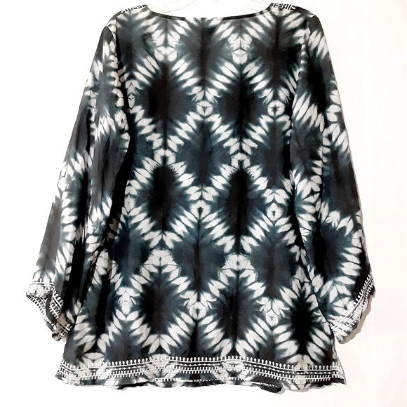 SILK Tie-Dye Print Tunic Top NWOT - Picture 3 of 11